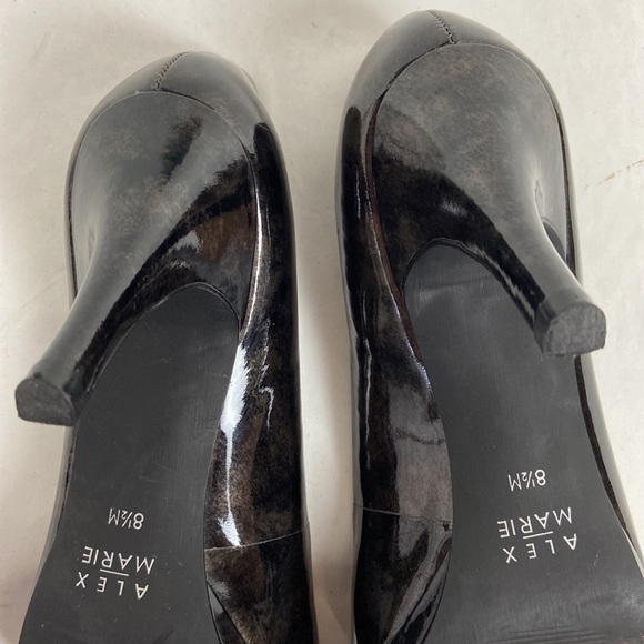 Alex Marie Cashmere Pansy Grey Patent Leather Stiletto Peep Toe Heel Pumps - Picture 13 of 16